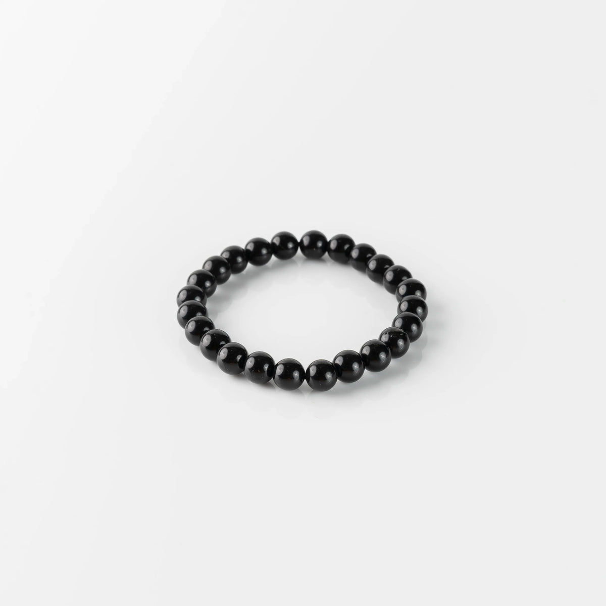 Black Tourmaline 8MM rounded beads bracelet - Stone of Protection, Grounding & Strength