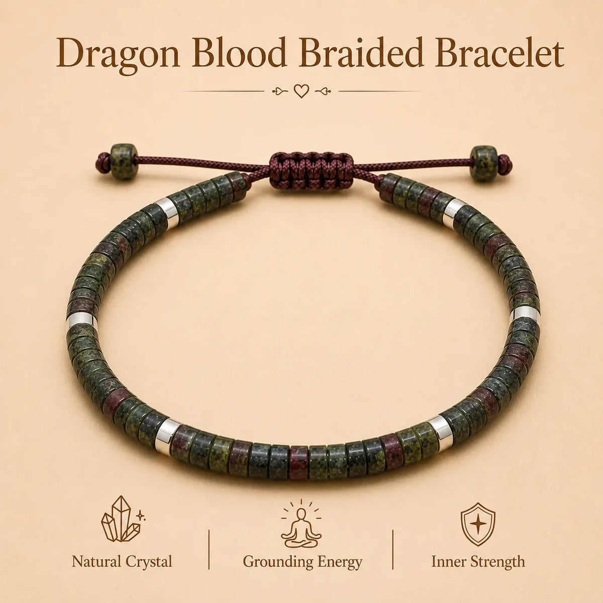 Dragon Blood Stone Braided Bracelet for Courage & Power