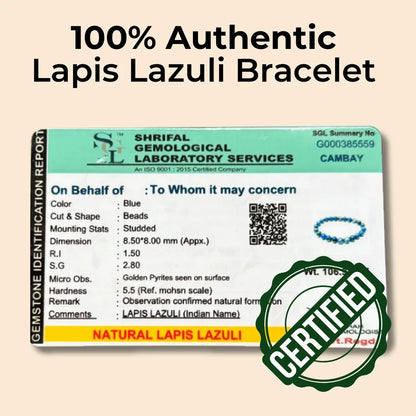 Lapis Lazuli Round 8MM Bead Bracelet for Harmony & Healing