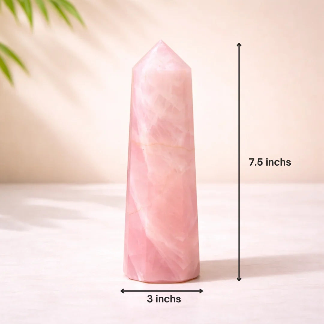 Natural Rose Quartz Crystal Tower