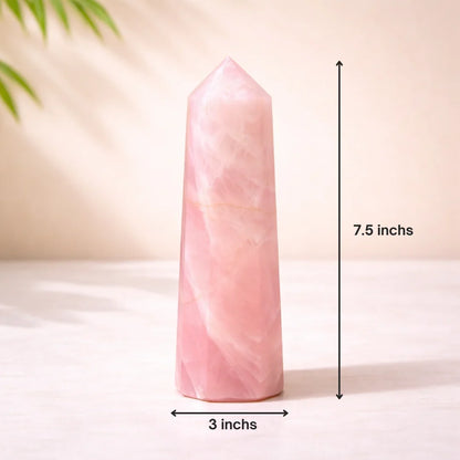Natural Rose Quartz Crystal Tower