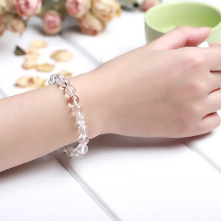 Clear Quartz Round 8MM Bead Bracelet for Mind & Soul Alignment