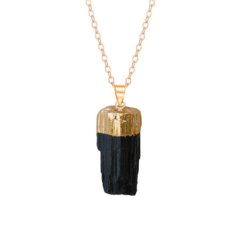 Raw Black Tourmaline Pendant in S925 Chain