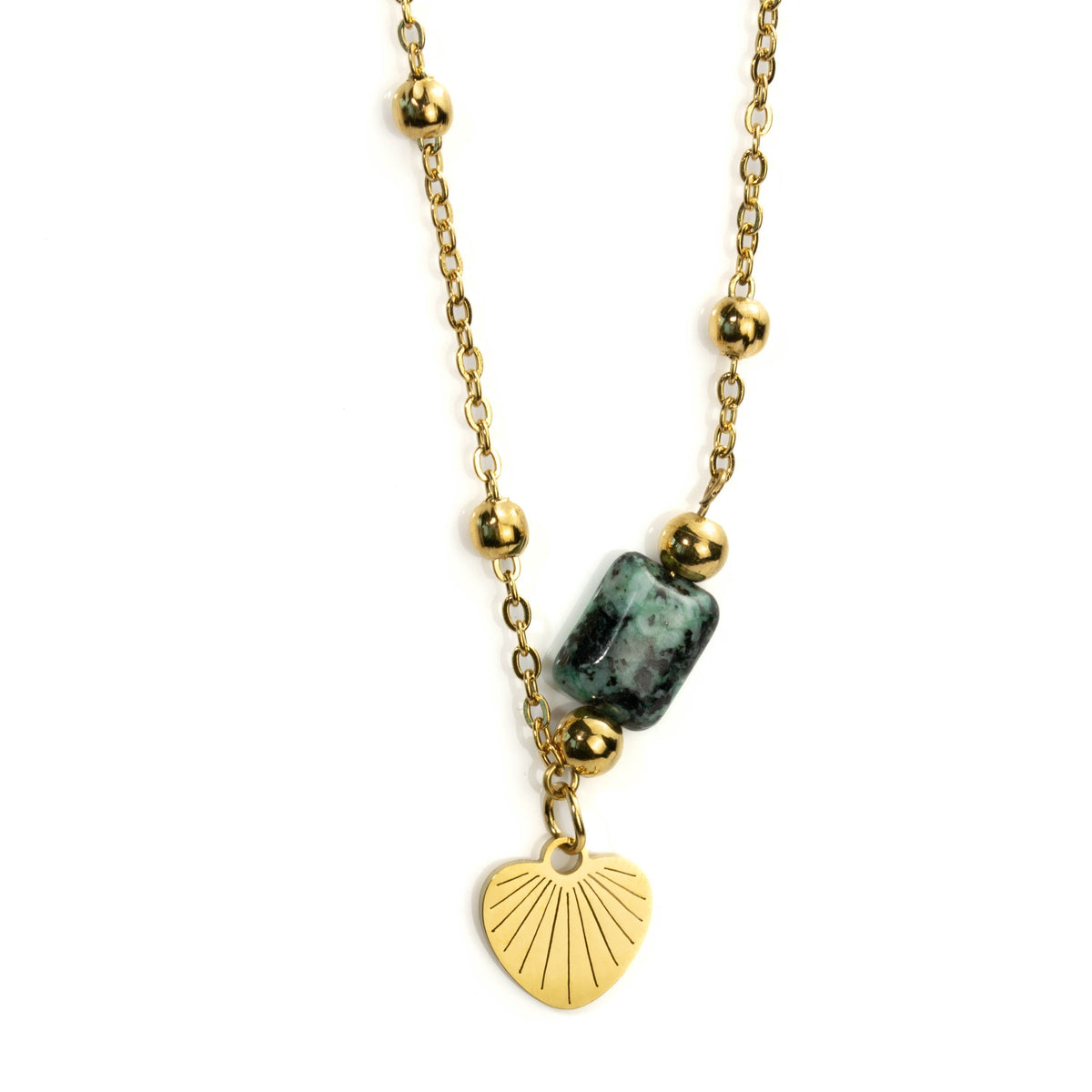 Green Dalmation Jasper Necklace for Joy & Love