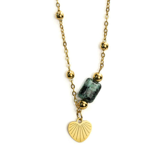 Green Dalmation Jasper Necklace for Joy & Love