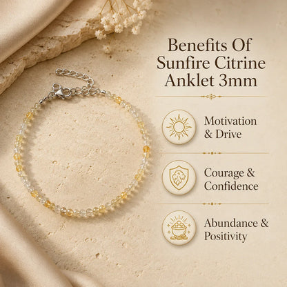 Sunfire Citrine Anklet 3mm – For motivation, courage & abundance