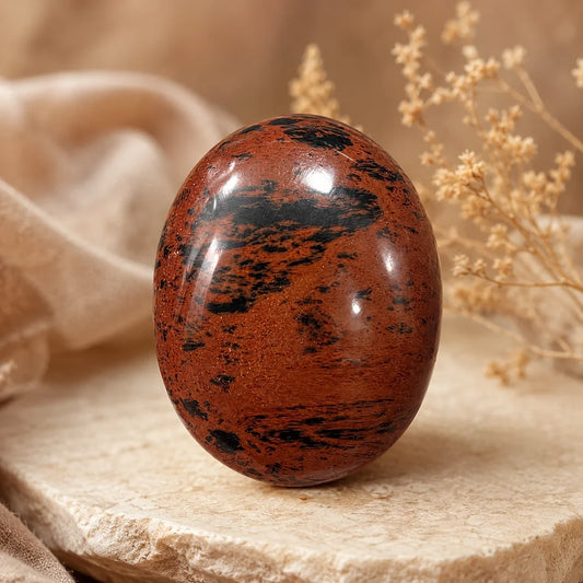 Mahogany Obsidian Polished Palm Stone – Grounding & Protection