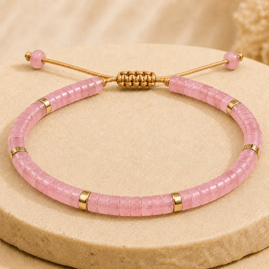Rose Quartz Braided Bracelet (Heals Heart & Attracts Love)