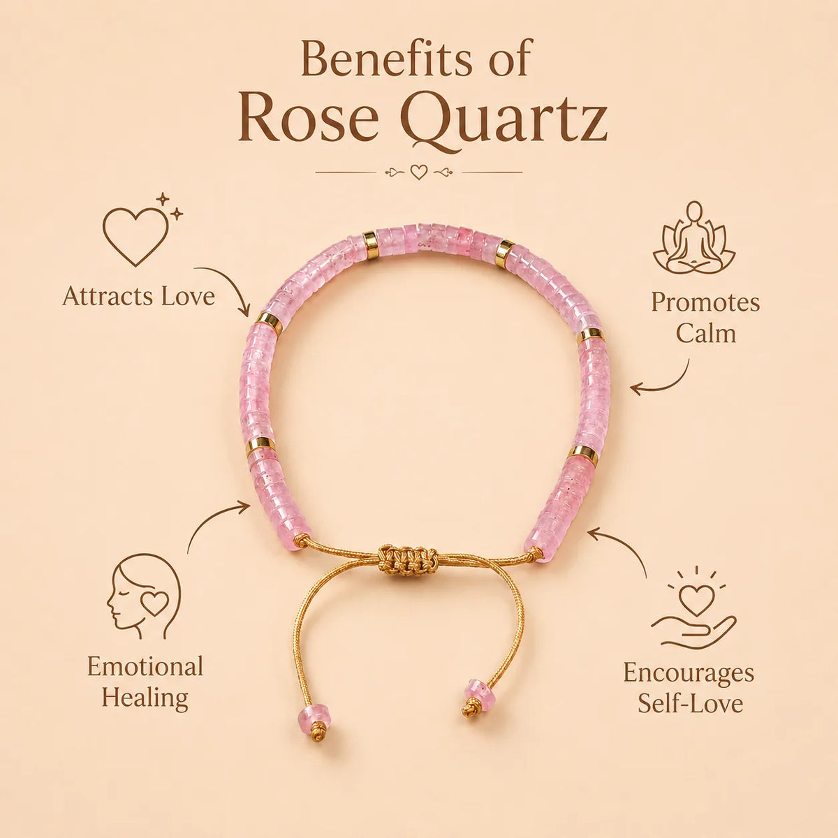 Rose Quartz Braided Bracelet (Heals Heart & Attracts Love)