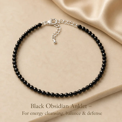 Black Obsidian Anklet – For energy cleansing, balance & defense