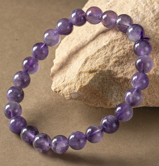 Amethyst Round 8MM Bead Bracelet – Boosts intuition & focus
