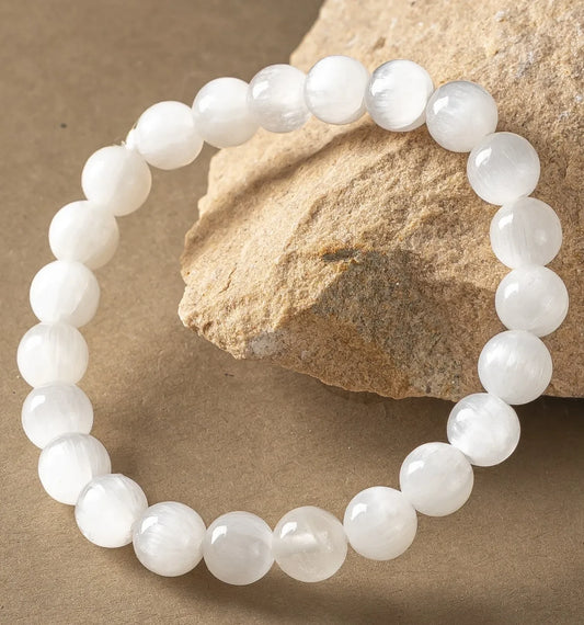 Natural Selenite Bracelet 8mm With Certificate