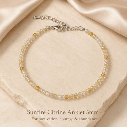 Sunfire Citrine Anklet 3mm – For motivation, courage & abundance