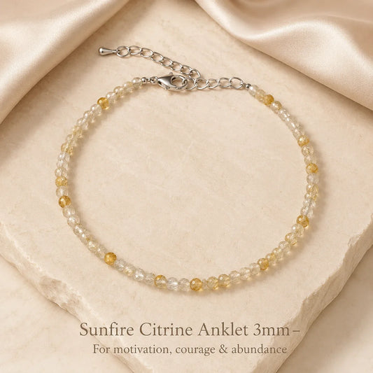 Sunfire Citrine Anklet 3mm – For motivation, courage & abundance