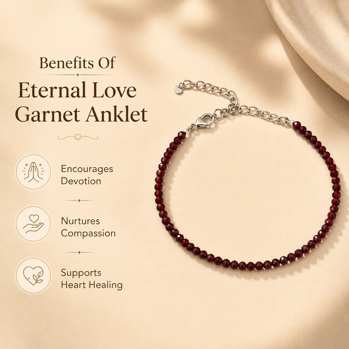 Eternal Love Garnet Anklet 3mm – For devotion, compassion & heart healing
