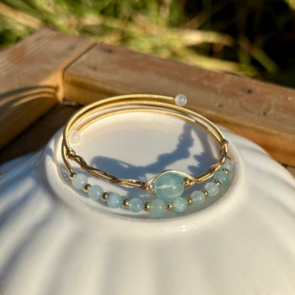 Aquamarine bangle for Courage