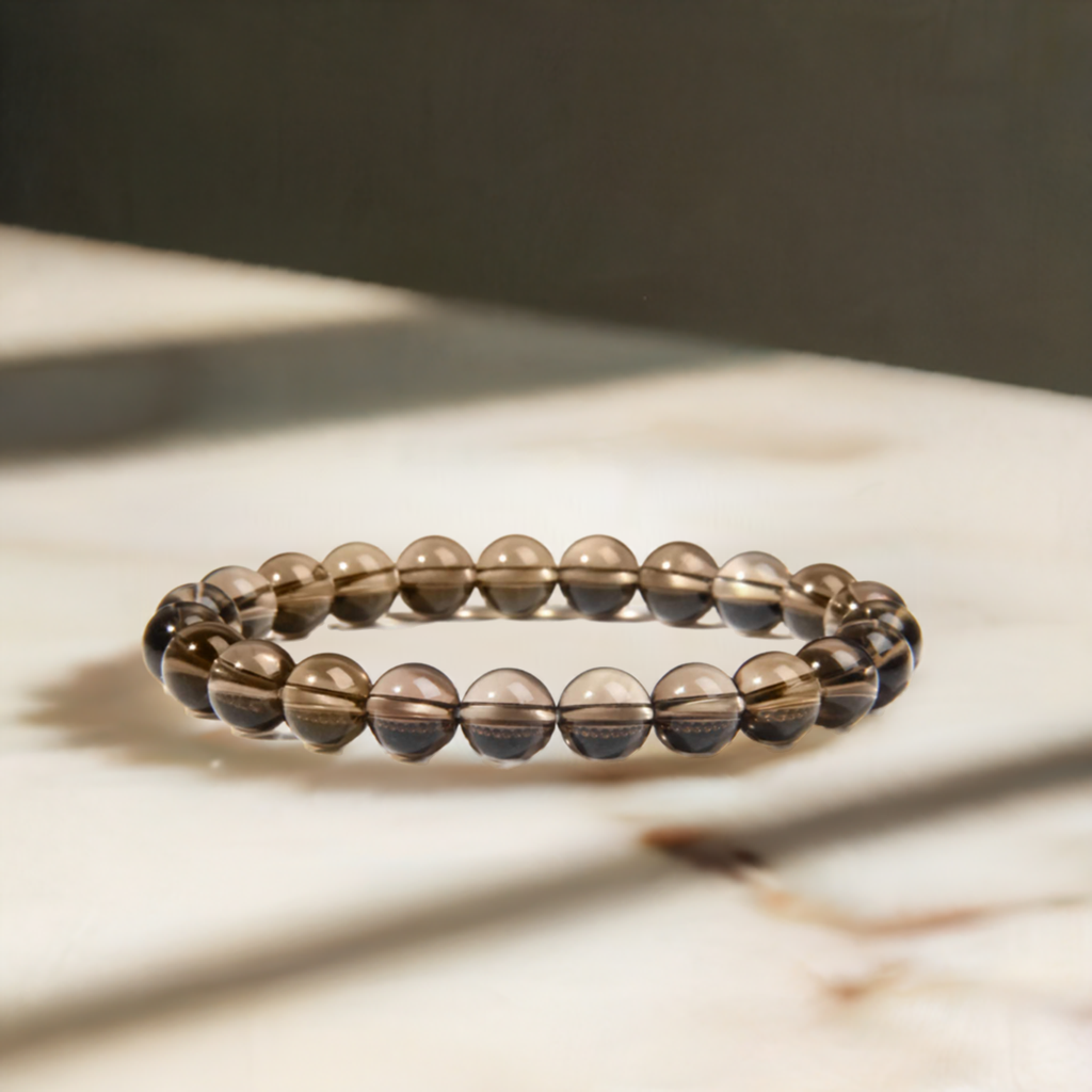 Smoky Quartz Round 8MM Bead Bracelet (Grounding)