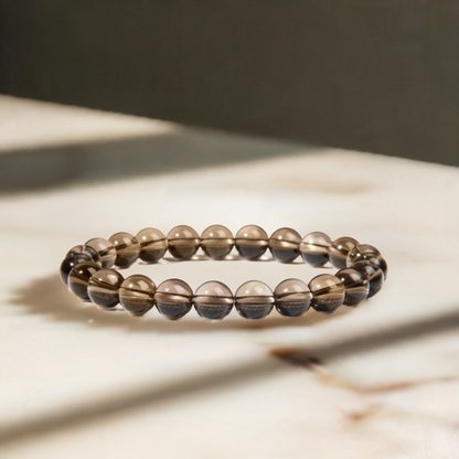 Smoky Quartz Round 8MM Bead Bracelet (Grounding)