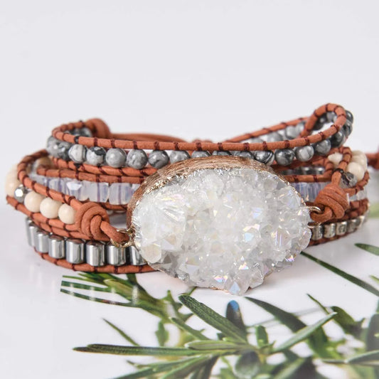 White Druzzy Boho Wrap For Purity & Strength