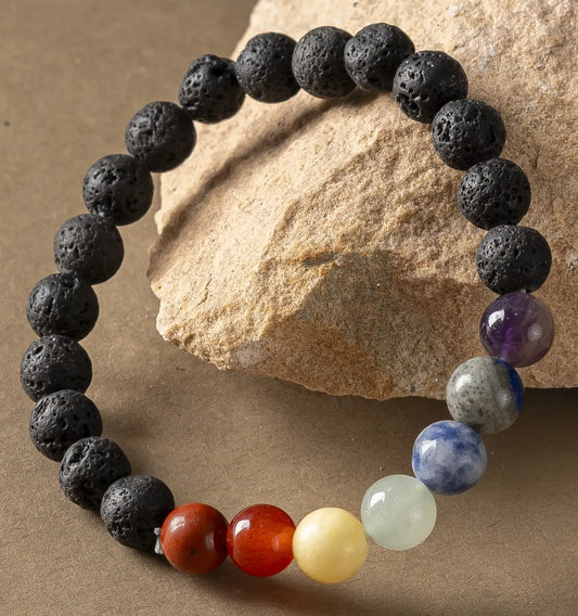Natural Lava 7 Chakra AAA Bracelet 8MM With Certificate