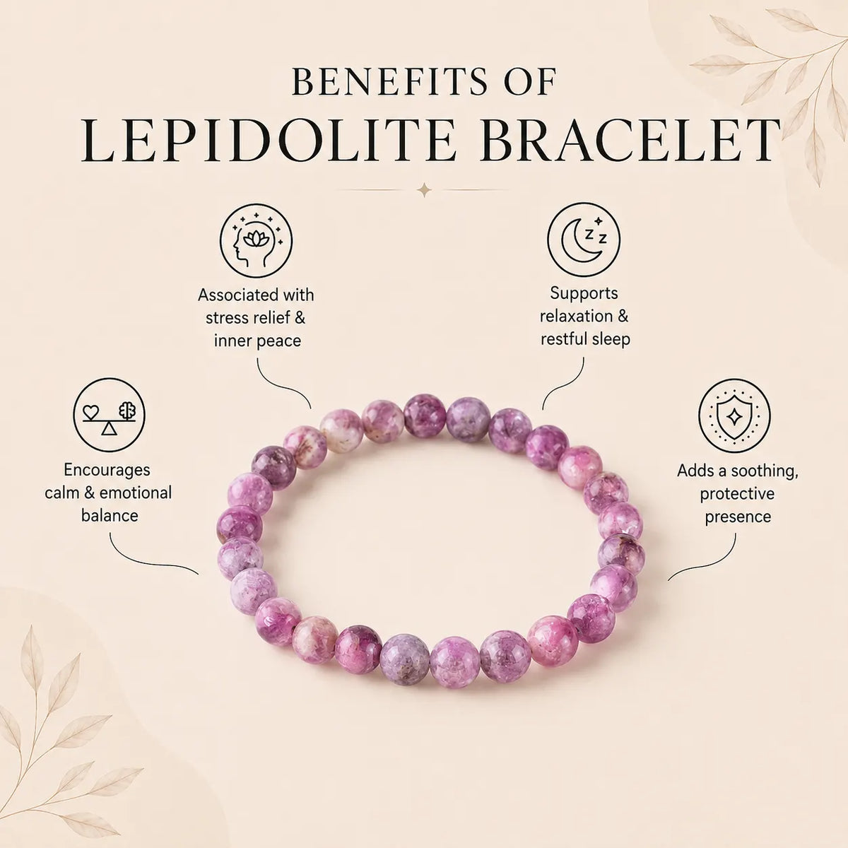 Natural Lepidolite AAA Bracelet 8MM with Certificate