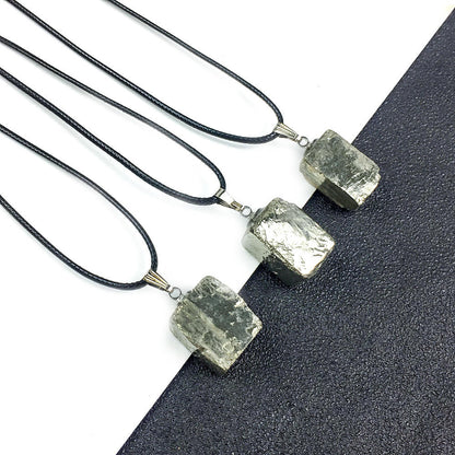 Pyrite Raw Pendant Necklace for Abundance, Prosperity & Wealth