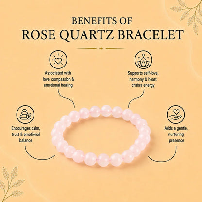 Rose Quartz Love Harmony Round 8MM Bead Bracelet