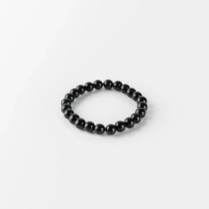 Black Tourmaline 8MM rounded beads bracelet - Stone of Protection, Grounding & Strength