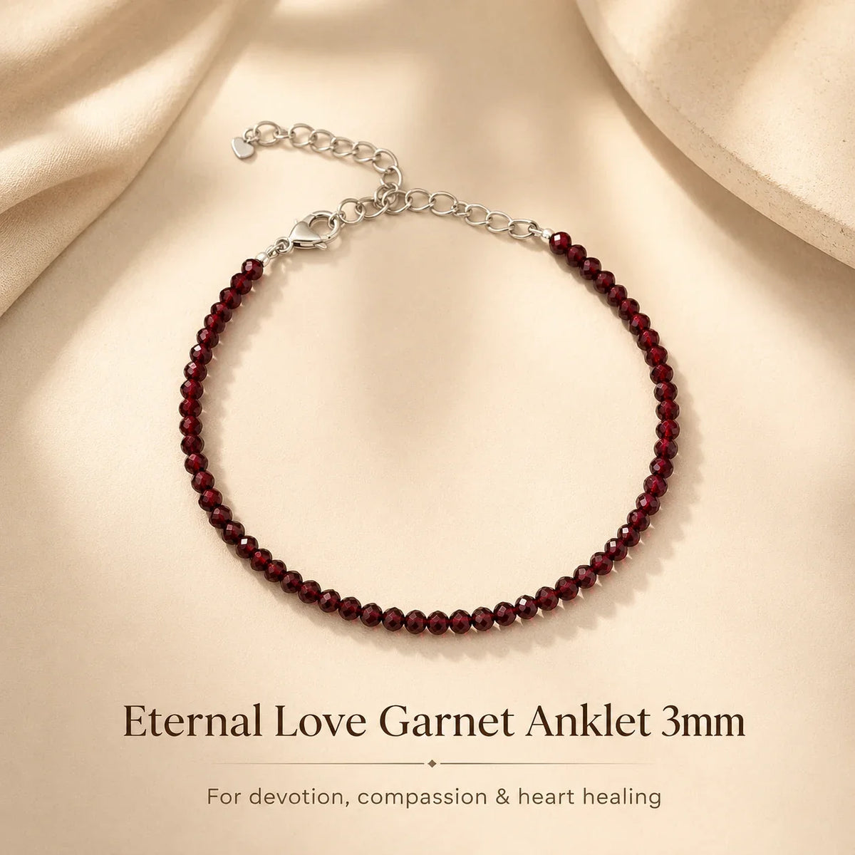 Eternal Love Garnet Anklet 3mm – For devotion, compassion & heart healing
