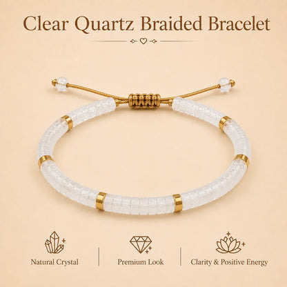 Clear Quartz Braided Bracelet for Empathy