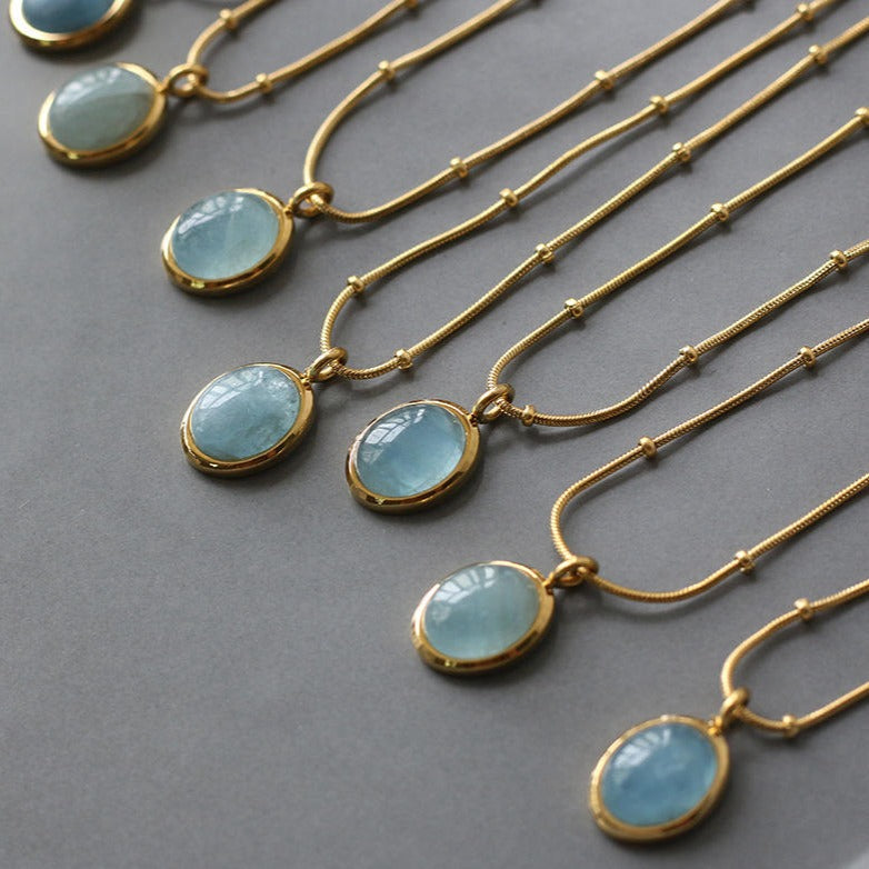 Aquamarine Pendant Necklace for Courage