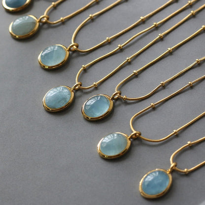 Aquamarine Pendant Necklace for Courage