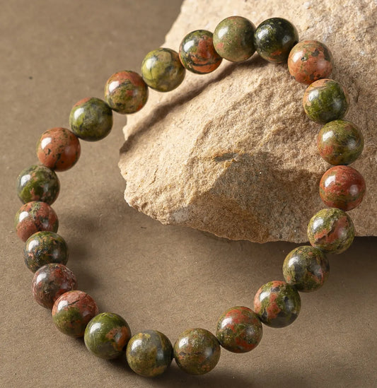 Natural Unakite Bracelet 8mm With Certificate