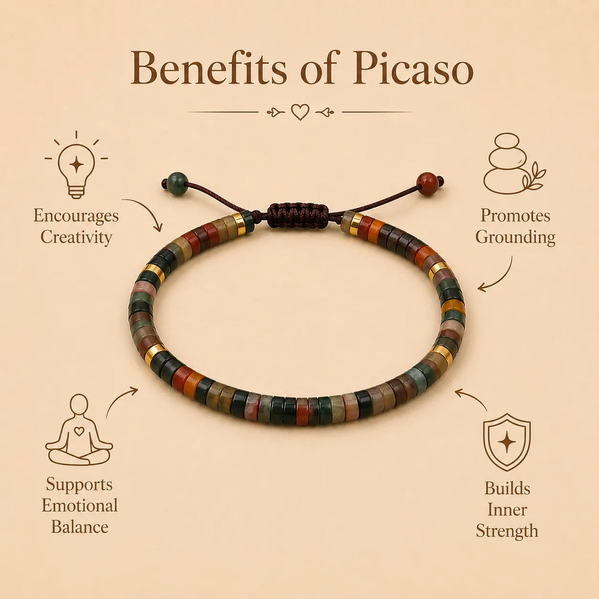 Picasso Braided Bracelet (Promoting stability & inner strength)