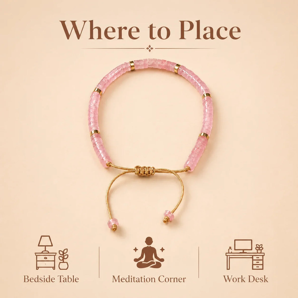 Rose Quartz Braided Bracelet (Heals Heart & Attracts Love)