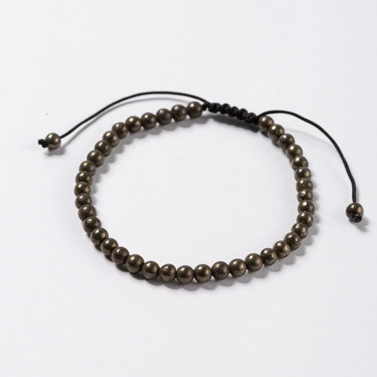 Pyrite Beads Threaded Bracelet for Abundance & Wealth