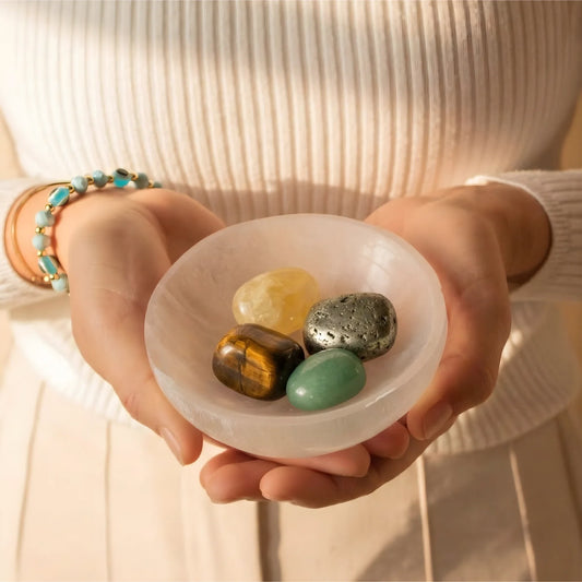 Money Magnet Crystal Kit - 4 Healing Stones + Selenite Bowl