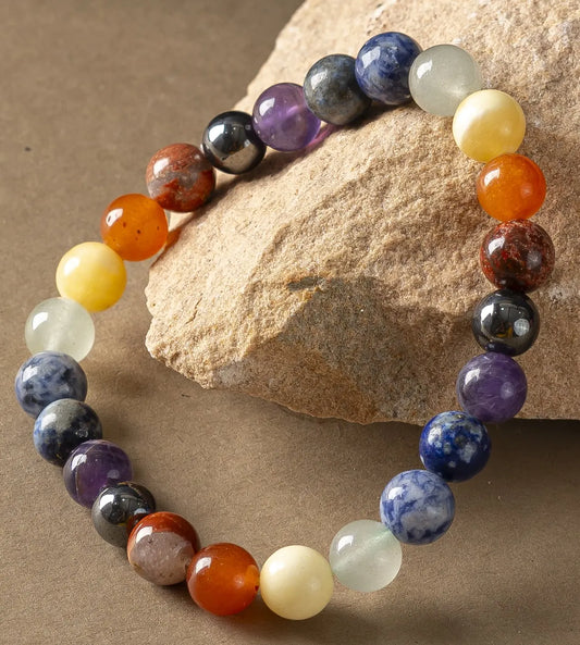 Natural Seven Chakra Crystal Healing 8MM Bracelet With Certificate