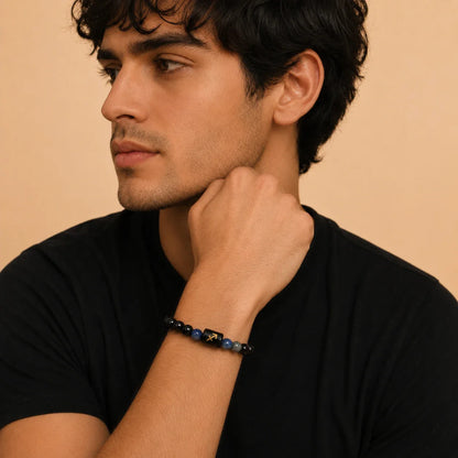 Sagittarius (धनु राशि) (Black tourmaline and Lapis Lazuli Zodiac Bracelet)