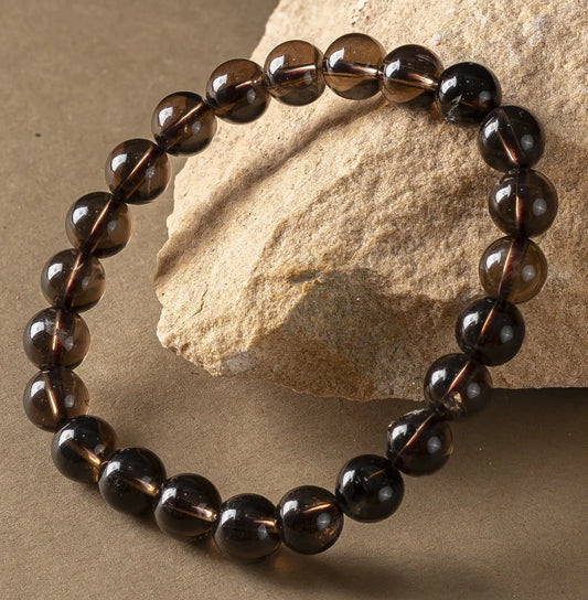 Smoky Quartz Round 8MM Bead Bracelet (Grounding)