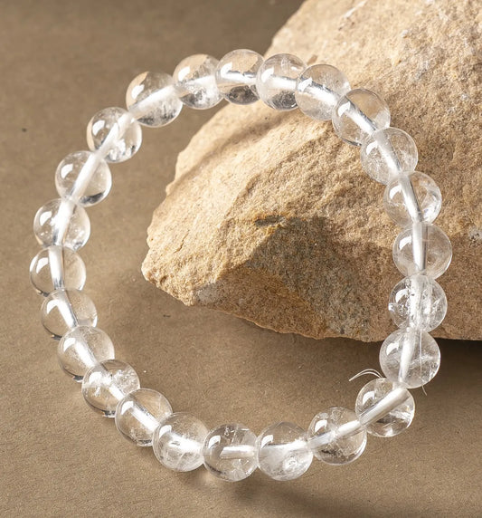 Clear Quartz Round 8MM Bead Bracelet for Mind & Soul Alignment