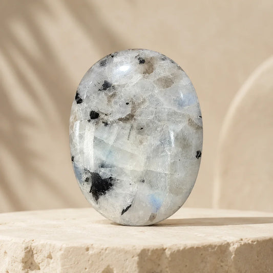 Rainbow Moonstone Polished Palm Stone – Calm, Intuition & New Beginnings