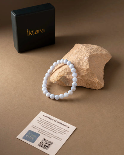 Natural Blue Lace Agate AAA Bracelet 8MM With Certificate