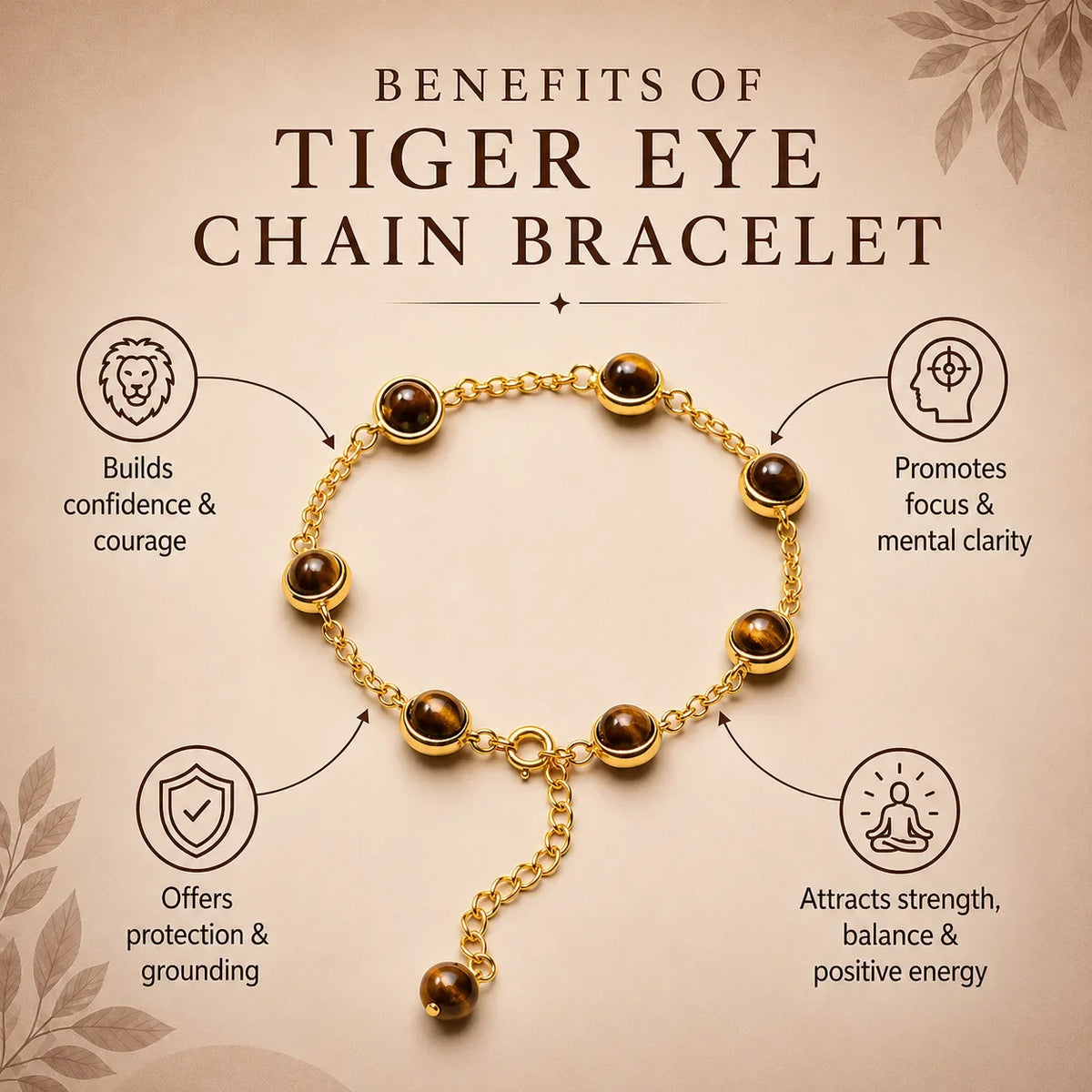 Tiger Eye Protection & Strength Chain Bracelet