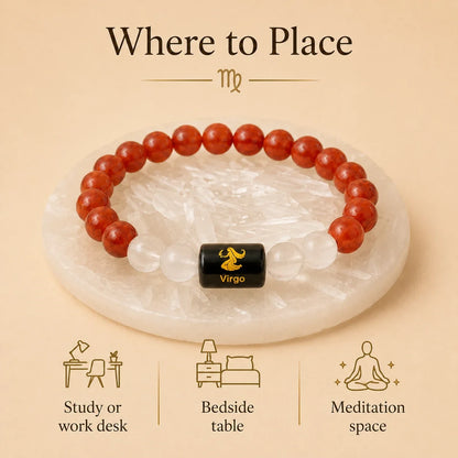 Virgo (कन्या राशि) (Red Jasper And Clear Quartz Zodiac Bracelet)