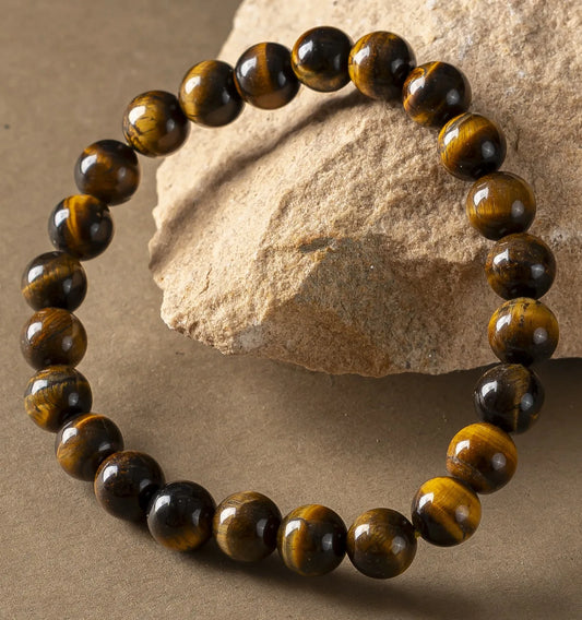 Tiger Eye 8MM rounded beads bracelet - Stone of Confidence, Courage & Focus
