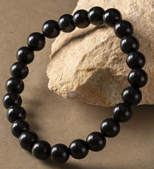 Natural Black Obsidian Bracelet 8mm With Certificate