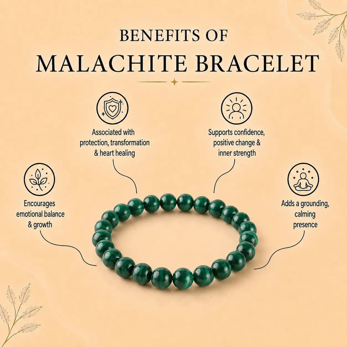 Natural Malachite AAA Bracelet 8MM With Certificate
