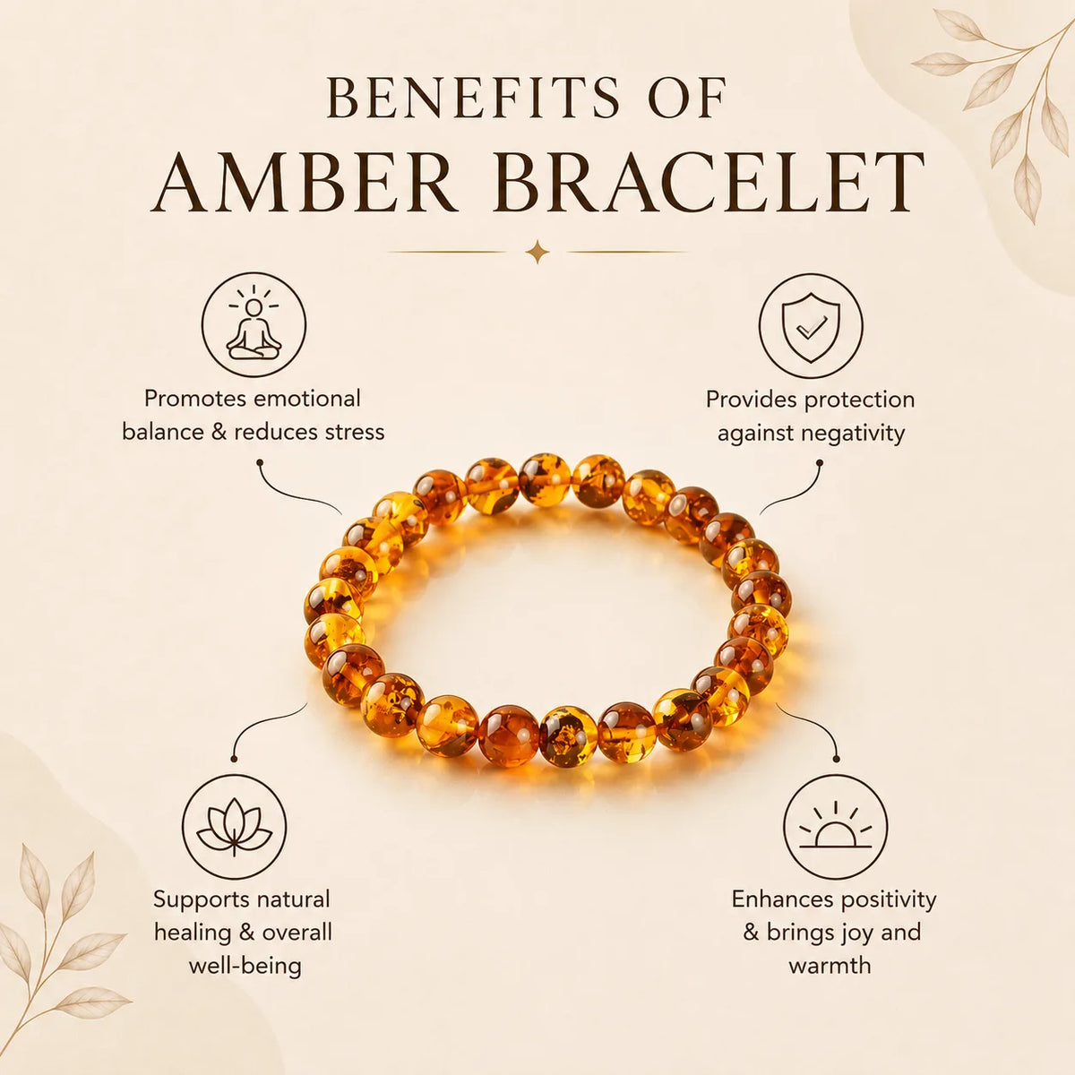 Natural Amber AAA Bracelet 8MM With Certificate